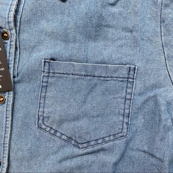 One Teaspoon Vintage Denim Button Down Shirt Chambray medium Blue wash Size XS - Picture 12 of 16
